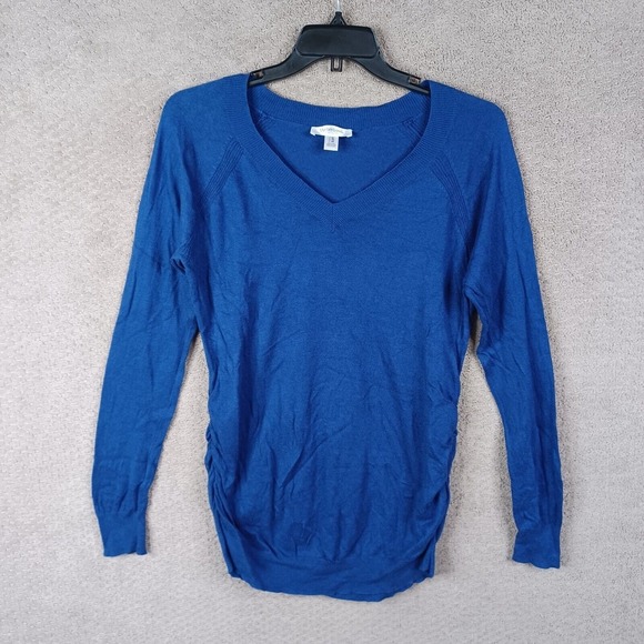 Motherhood Sweater Womens XL Blue Maternity Pullover V Neck Cinched‎ Waist - Picture 1 of 12